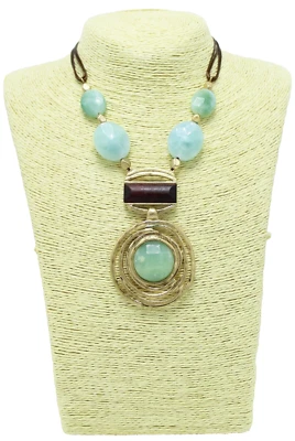 Nuevo collar semiprecioso de amazonita y cordón de cuero de The Sak $64 etiquetas #SAK74 Foto 1 de 3