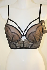 Gosssard VIP ~CAPTIVATE ~ padded plunge bra BNWT black& bronze UK 34C - Picture 1 of 8