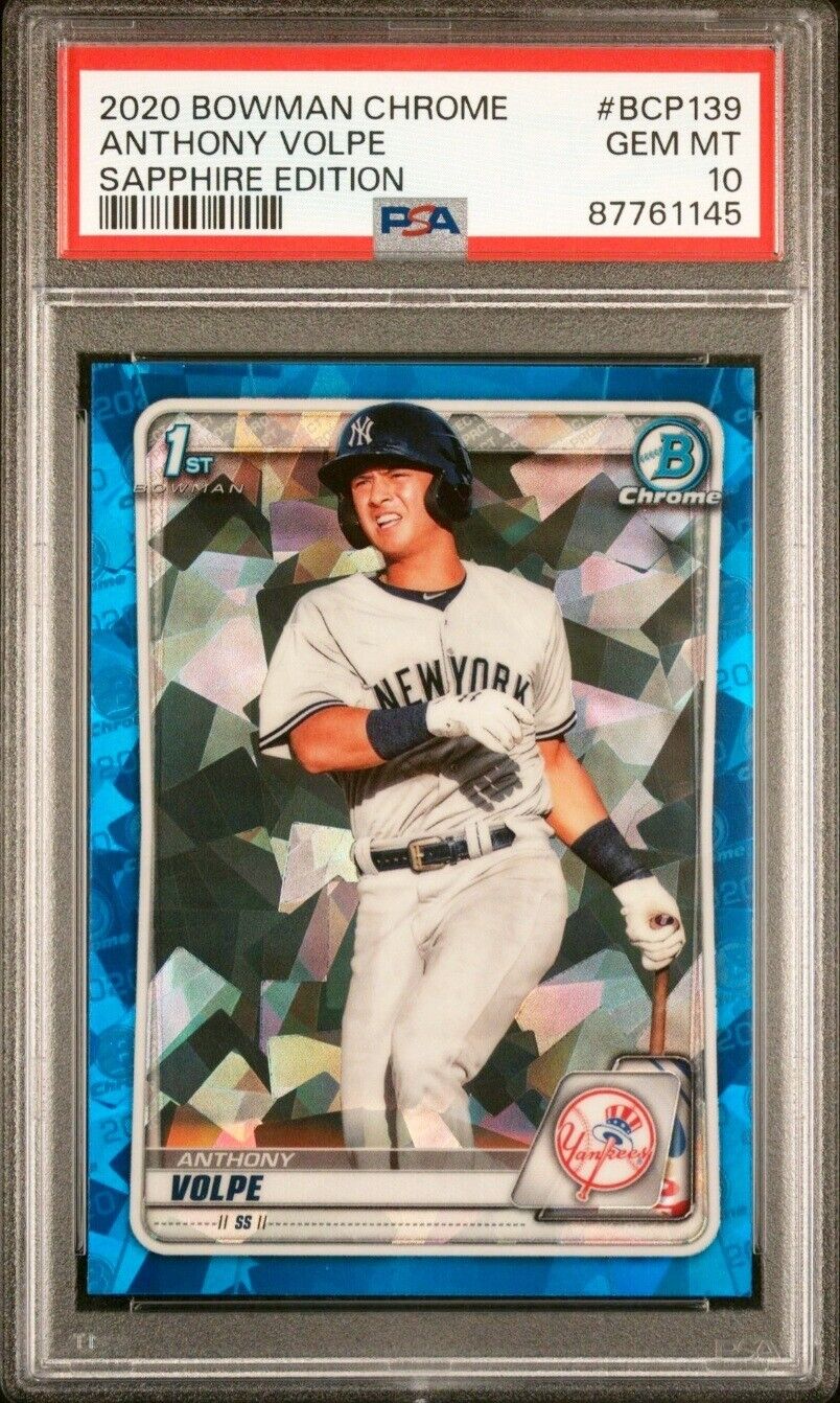 2020 1st Bowman Chrome Sapphire Anthony Volpe RC Rookie BCP139 PSA GEM MINT 10