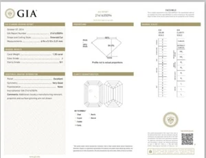 GIA Certificate 1.20ct Emarald Excellent Cut J Color Si1 Clarity Loose Diamond - Picture 1 of 2