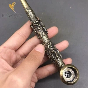 Antigua pipa china de latón cobre hecha a mano ocho inmortales herramientas para fumar - Imagen 1 de 8