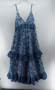 abercrombie & fitch maxi dress women size large blue tiered lined summer - Picture 1 of 10