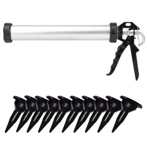 600ml Pointing Grouting Sausage Sealant Foil Mastic Combi Caulking Gun + Nozzles - Picture 1 of 9