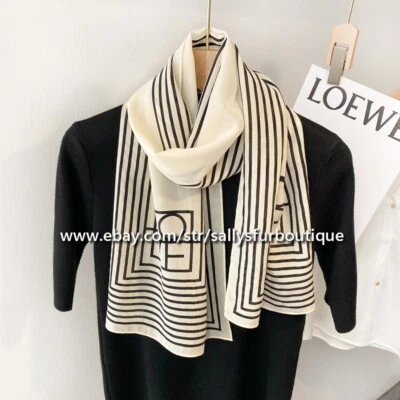 100% Pure Mulberry Silk Crepe Shawl Maze Print Neckerchief Oblong Collar Scarf - Image 1 of 4