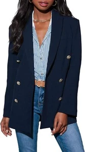 Dokotoo Womens Double Breasted Blazer Jackets Casual Blazers Open Front Long Sle - Picture 1 of 14