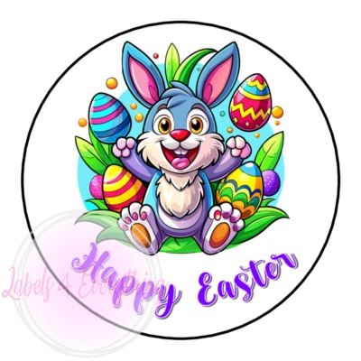 Easter Stickers Happy Easter Bunny Jumping Face Easter Egg Party Sweet Cone