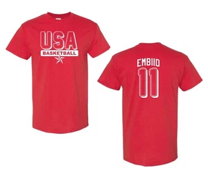 Camiseta roja 404 de baloncesto Joel Hans Embiid #11 delantera y trasera para hombre de EE. UU. - Imagen 1 de 1