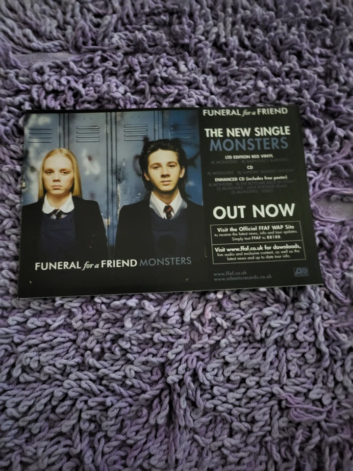 TPGM44 ADVERT 5X8 FUNERAL FOR A FRIEND : 'MONSTERS' SINGLE - Image 1 of 1