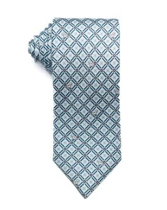 Corbata Dunhill London $215 con estampado geométrico azul naranja 100 % seda 3,2"" hecha en Italia - Imagen 1 de 3