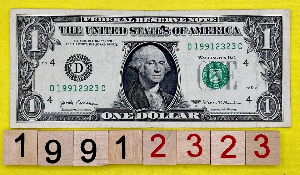 1991 NBA Champion Year Note Micheal JORDAN 2323 Fancy One Dollar Chicago Bulls - Image 1 of 4