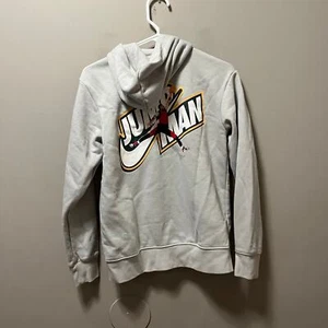 Air Jordan Full Zip Hoodie Boys Size Large Gray Graphic Jump Man - Picture 1 of 5