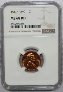1967 SMS LINCOLN CENT CERTIFIED NGC MS68 RD - PQ ACTUAL COIN! #495 - Picture 1 of 2