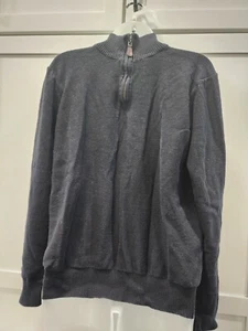 Mark Law Men’s Quarter Zip Sweater Size Large Black 100% Cotton - Picture 1 of 5