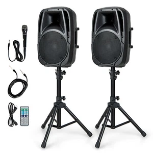 2PCS 10" Protable Speakers w/ Mic Speaker Control 1600W Powered - Bild 1 von 7