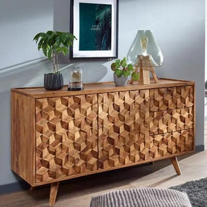 Sideboard FineBuy Kommode 138x76x45 cm Holz Massiv Anrichte Modern Standschrank - Bild 1 von 7