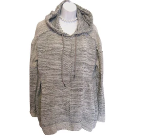 Free People Hoodie Sweater Size S 4 6 Zip Front Raw Seams Oversized Pleats Hood - Picture 1 of 9