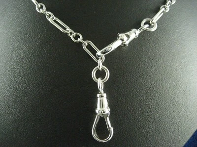 New Sterling Silver 4.0mm Wide Trombone Link Necklace, Numerous Configurations - Image 1 of 4