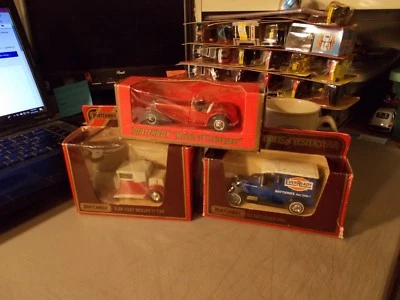 LOT OF 3 MATCHBOX MODELS OF YESTERYEAR IN BOX '34 RILEY '27 TALBOT VAN '27 BUGAT - Image 1 of 4