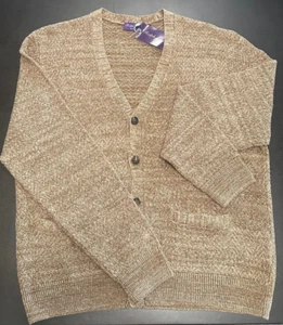 Ralph Lauren Purple Label Cardigan Sweater XL Khaki Silk Linen Textr Italy $1695 - Picture 1 of 20
