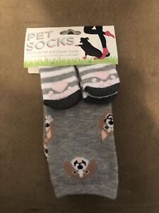 Pet Socks & Matching Owner Socks Set Rubberized Paws- NEW Shoe Size 5-10