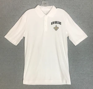 NEW! Fanatics New Orleans Saints Polo Shirt Mens Medium White Short Sleeve Golf - Picture 1 of 9