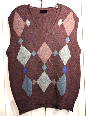 Chaleco Suéter Vintage Chaps Ralph Lauren Argyle Hombres XL Shetland Lana Preppy Cuello en V Foto 1 de 4