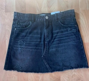 Zara Black Mini Skirt Distressed Girls 13-14 New - Picture 1 of 7