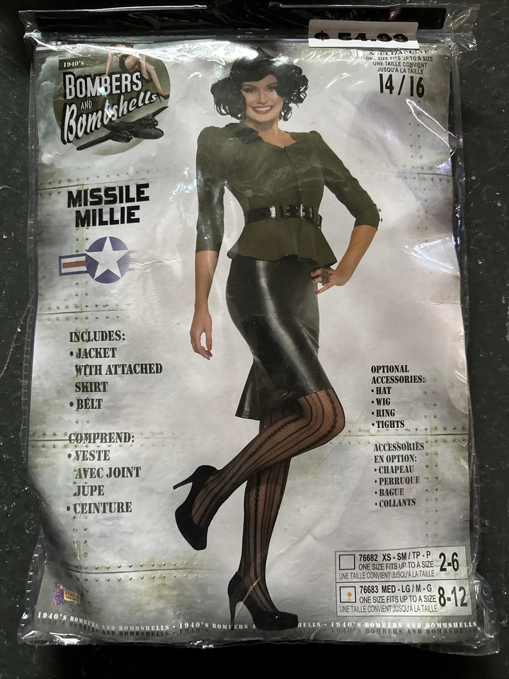 Missile Millie 40's Retro Army Military Pin-Up USO M/L Dress Halloween Costume - Image 1 of 3