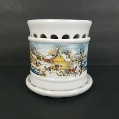 Antiga Coleção de Presentes Avon CERA PERFUMADA CERÂMICA Aquecedor Nova Inglaterra Inverno Com Caixa  - Imagem 1 de 4