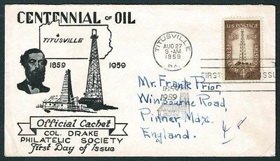 SE68C UNITED STATES 1959 FDC Centennial of oil - Image 1 of 2