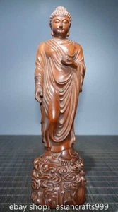 8.8" Alte chinesische Palisander Stand Sakyamuni Tathagata Buddha Skulptur - Bild 1 von 9