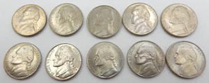 VINTAGE SET OF 10 JEFFERSON NICKELS, 1996 - 2002 (DENVER & PHILADELPHIA MINT) - Bild 1 von 12