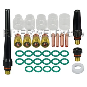 TIG Stubby Gas Lens Collet 10N Pyrex Cup Back Cap Kit Fit DB SR WP 17 18 26 33pk - Picture 1 of 8