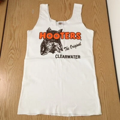 Venta Nuevo HOOTERS Niña *Bolso de agarre* Blanco Uniforme Tanque Florida XS Pequeño Mediano Grande Foto 1 de 4