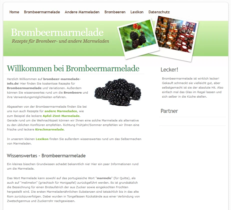 Marmelade, Webprojekt, Affiliate-Webseite, Review - Texte sowie Domain - Bild 1 von 1
