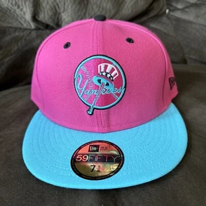New Era 59FIFTY New York Yankees 2-Tone Color Pack Pink Blue Retro Fitted 7 5/8 - Picture 1 of 5