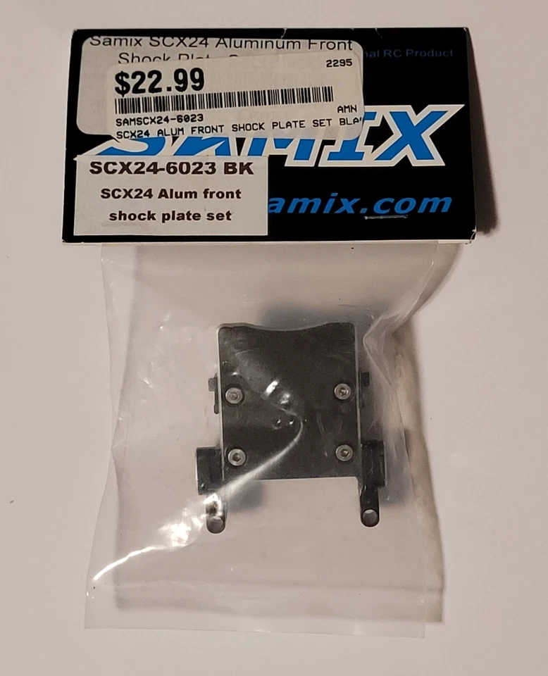 Samix SCX24 ~ Black ~ Aluminum Front Shock Plate Set ~ SCX24-6023BK - Image 1 of 1