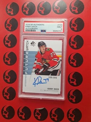 2019-20 Kirby Dach SP Authentic Future Watch Auto /999 PSA 9 Rookie #199 RC UD - Image 1 of 2