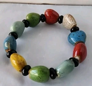 Heart Bracelet Glass And Ceramic 7" - Picture 1 of 6