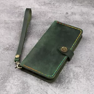 Damen Mädchen Echt Leder iPhone Geldbörse Hülle für iPhone 16 15 14 Plus Pro Max - Bild 1 von 11
