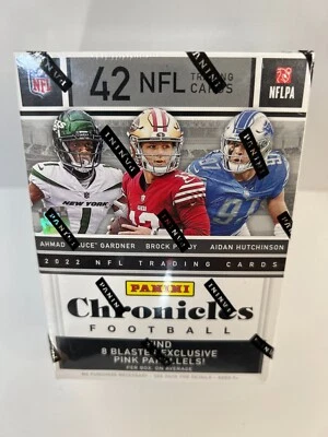2022 Chronicles Football Blaster 42 cards w/Pink, Silver, Opti-Chrome Parallels! - Image 1 of 3