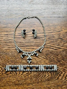 art deco style paste necklace clip on earings bracelet - Bild 1 von 8