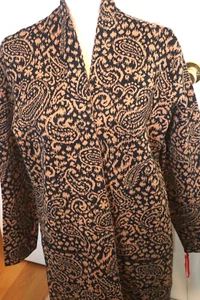 Ruby Rd. Women's XL Black/Brown Sweater/Coat NWT Pockets L. Sleeves Paisley - Picture 1 of 8