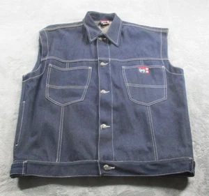 Vintage Phat Farm Denim Vest Jacket Mens Large Astro Button Up Hip Hop 90s EUC - Picture 1 of 9