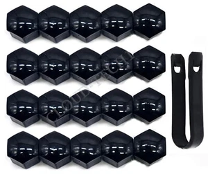 20x For SEAT LEON MK3 12-20 GLOSS BLACK Wheel BOLT NUT COVERS INC. REMOVAL TOOL - Picture 1 of 1