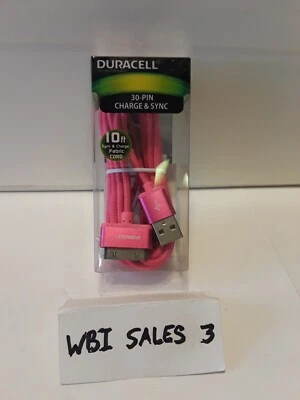 DURACELL MICRO USB 30 Pin CARGA Y SINCRONIZACIÓN 10 FT LE2181 Rosa Foto 1 de 2