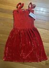 New Just Love Girls Red Christmas Holiday Velour Sz S Small 8 9 10 11 Dress