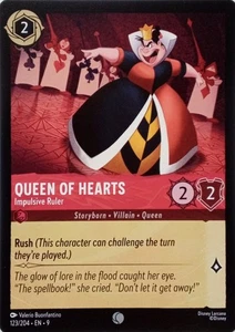 123/204 QUEEN OF HEARTS IMPULSIVE RULER EN9 COMMON DISNEY LORCANA CARD - Foto 1 di 1
