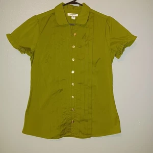 Blusa Banana Republic verde plissettata con bottoni manica corta colletto taglia S - Foto 1 di 4