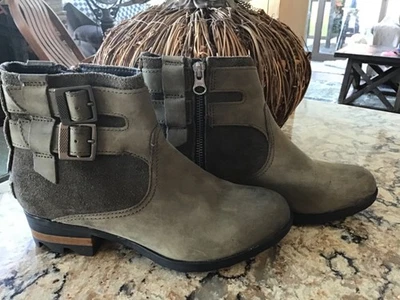 Sorel Mujer Talla 6 Piel Oliva Cremallera Botín. Excelente! Foto 1 de 4